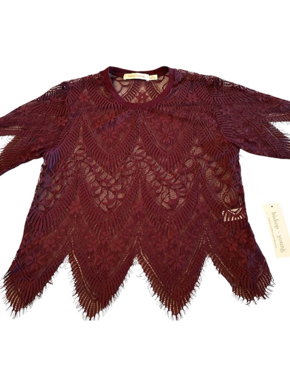 Bishop + Young Sheer Genius Burgundy Lace Tee